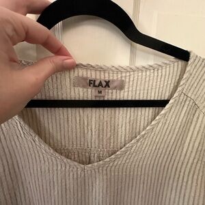 Flax Linen Striped Casual Top, M